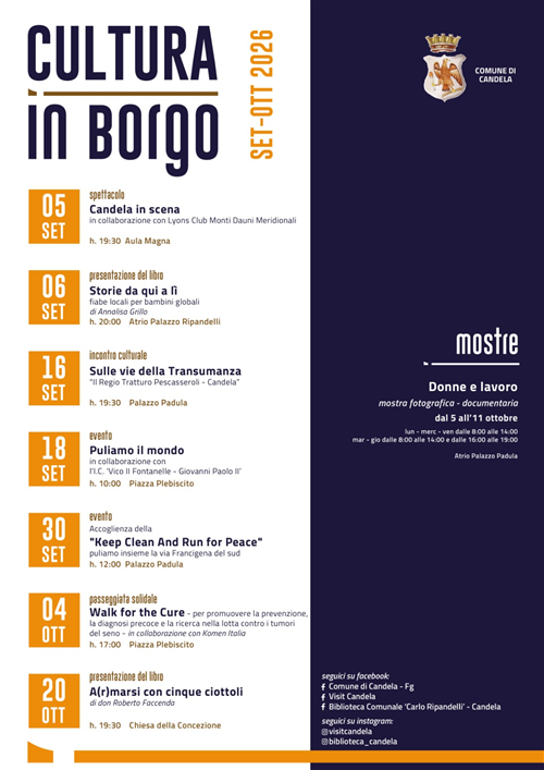 Programma "Cultura in Borgo" Settembre-Ottobre 2026